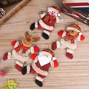 Christmas tree plush ornaments set featuring Santa Reindeer Bear and Snowman figures