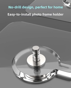 Macro shot of self-adhesive wall screw sticker with transparent PVC base and metal thread