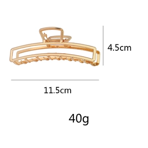 Detailed size specifications of the rectangular gold hair claw clip with 11.5cm length