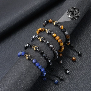 Tiger Eye stone bracelets with 100 languages I Love You projection stone and woven bands