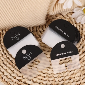 Hair Clip Display Cards For Jewelry Packaging Frosted Plastic And Black Cardstock Hello Smile Print Minimalist