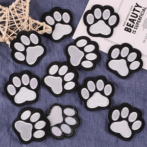 Cat Dog Paw Print Embroidered Patch Applique Iron On Fabric Badges For Jacket Backpack Hat Decorative Accessory