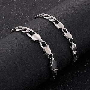 Polished silver stainless steel Cuban link chain necklace with lobster clasp for men