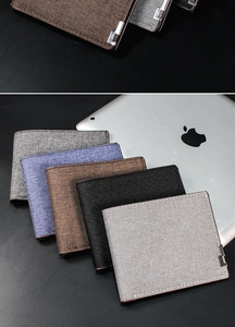 Detailed fabric texture and five color options of minimalist canvas horizontal wallets