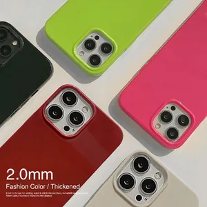 Thick 2.0mm fluorescent colorful silicone protective cases for iPhone 15 16 17 Pro Max