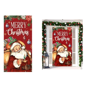 Retro Santa Claus Merry Christmas door banner for festive outdoor garden decoration