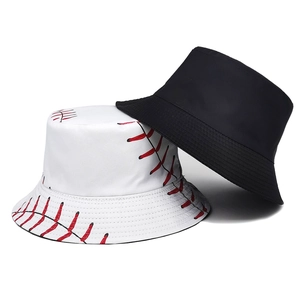 Fashionable black and white cotton bucket hats with creative baseball stitching details