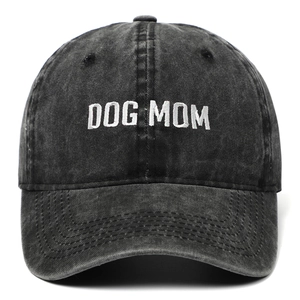 Washed Cotton Baseball Cap Vintage Distressed Dad Hat With Dog Mom Embroidery Adjustable Outdoor Sunshade For Women