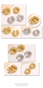 Detail views of hollow star pattern ear cuffs in gold and silver plating