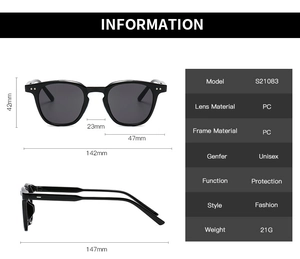 Tableau des tailles détaillé et spécifications techniques des lunettes rétro S21083
