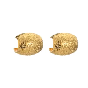 Hammered Texture Earrings Stainless Steel Gold Plated Geometric Curved Stud Hoops Minimalist Fashion Jewelry For Women