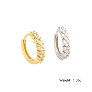 Luxury s925 silver pave hoop earrings with zircon stones, 11.9mm outer diameter size