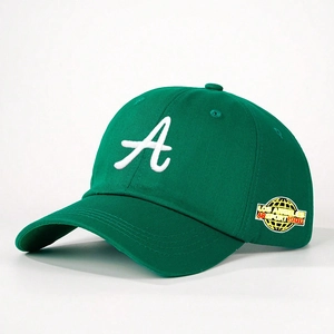Casquette de baseball vert foncé avec broderie A blanche et écusson Los Angeles latéral