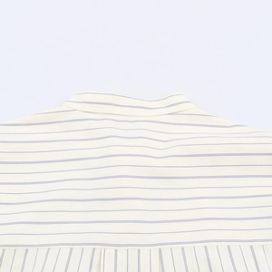 Detail view of the high-quality stitching on the blue striped casual shirt collar