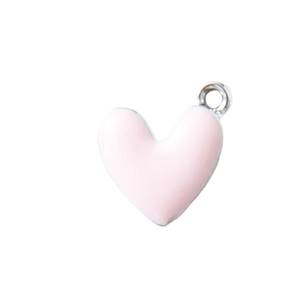3D heart charm pendant with pink enamel and metal loop for DIY jewelry making