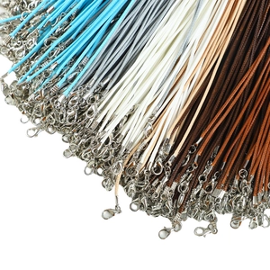 Multi-color wax cord necklace strings with silver lobster clasps for jewelry pendants