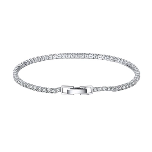 Elegant S925 sterling silver tennis bracelet featuring a single row of sparkling cubic zirconia