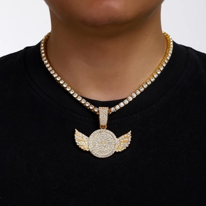 Hip Hop Wing Pendant Necklace Alloy Iced Out Rhinestone Bling Cuban Tennis Twist Chain Fashion Jewelry Men Women