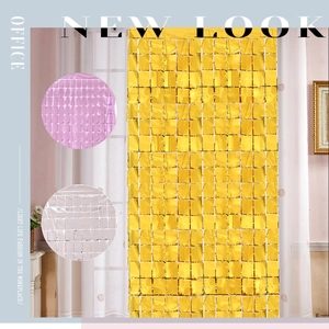 Golden foil square fringe curtain for birthday party backdrop and festive decoration