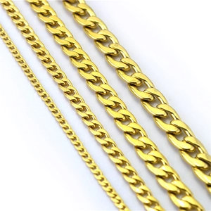 Cuban Link Chain Necklace 18K Gold Plated Stainless Steel Hip Hop Punk Streetwear Jewelry For Men Women