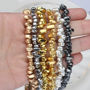 Irregular electroplated hematite stone beads for DIY bracelets in multiple metallic colors