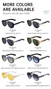 Grid display of vintage punk double-bridge sunglasses in 8 assorted colors