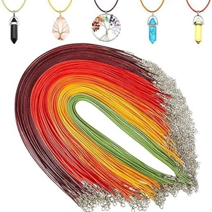 Fabrication de Bijoux DIY Cordon de Collier en Cire Avec Fermoir Mousqueton en Alliage de Zinc et Chaîne d'Extension pour Pendentifs Cordon Tressé Multicolore