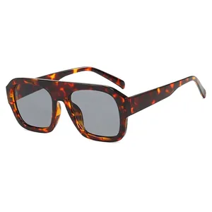 Flat top tortoise shell sunglasses with oversized frames and durable metal hinges