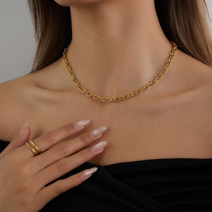 Collana a catena a stella in acciaio inossidabile placcato oro 18K da donna
