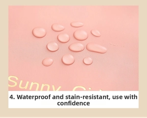 Detailed macro view of pink waterproof PU fabric with Sunny Girl gold lettering