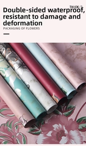 Macro shot of double-sided waterproof thick flower wrapping paper with floral patterns