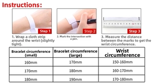 Size guide for stainless steel bracelets showing how to measure wrist circumference