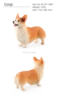 Detail view of Welsh Corgi figurine with fur texture and dimensions 11x3.5x8.5cm