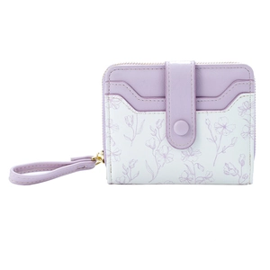 Romantic lavender floral wallet for women with large capacity and secure snap closure