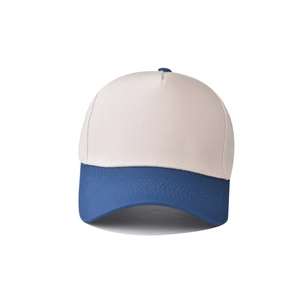 Detail showing high-quality stitching on two-tone cotton baseball cap visor
