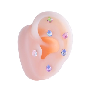 Bunte Zirkon Stern Knorpelstecker Set in Pastellrosa Lila und Blautönen für Damen