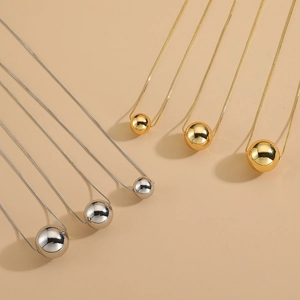 Minimalistische Rundkugel Anhänger Halskette Poliert Kupfer Gold Silber Plattiert Einfacher Eleganter Schmuck Für Damen