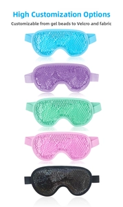 Assorted PVC gel bead eye masks in five colors for soothing hot and cold therapy