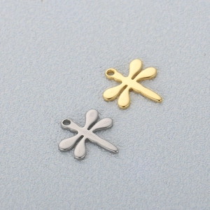 Polished stainless steel dragonfly pendant charms in gold and silver finish for DIY jewelry