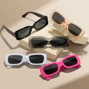 Vintage Rectangular Sunglasses Plastic Frame Resin Lens UV Protection Fashion Square Eyewear For Men Women Outdoor