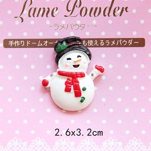 Detail view of 2.6x3.2cm resin snowman accessory with black hat and red scarf for DIY