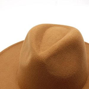 Classic brown wool felt western cowboy hat with wide brim and dented crown for unisex