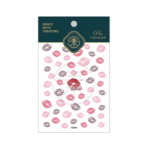 Pro 5D adhesive lip nail stickers featuring red, pink and leopard print lip designs KX048