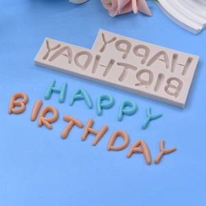 Silicone Happy Birthday letter mold for DIY cake decorating and fondant baking