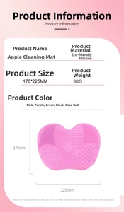 Detailed size specifications of the apple-shaped silicone makeup brush cleaning pad