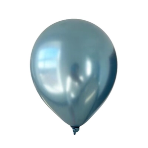 Detailed view of a single 10-inch metallic blue latex balloon with a glossy surface finish