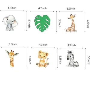 Size chart for 12pcs Wild One jungle animal hanging swirls with detailed dimensions