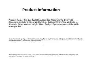 Dettagli e guida alla cura della borsa a tracolla reversibile in tela di twill tie-dye