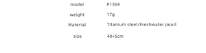 Specifications of P1364 titanium steel and freshwater pearl necklace with 40+5cm length