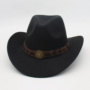 Retro Western Cowboy Hat Polyester Felt With Braided Band And Metal Star Badge For Men Women Outdoor Fashion